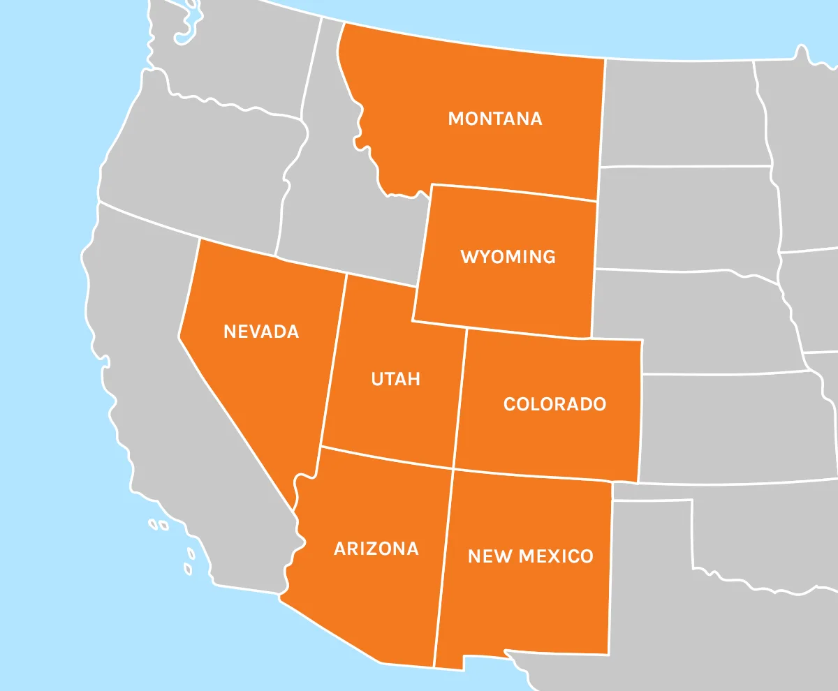 Map of DETOURS destinations across the American West